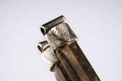Close-up of Australian Twin Smoky Citrine Phantom Quartz in a handmade sterling silver Stack Pendant cap.