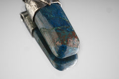 Azurite Crystal Pendant Necklace: Organic Sterling Silver Charm