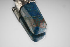 Azurite Crystal Pendant Necklace: Organic Sterling Silver Charm