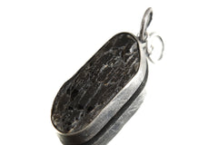 Close-up of Torrington Smoky Citrine pendant showing dark crystal markings and brushed oxidized silver setting.