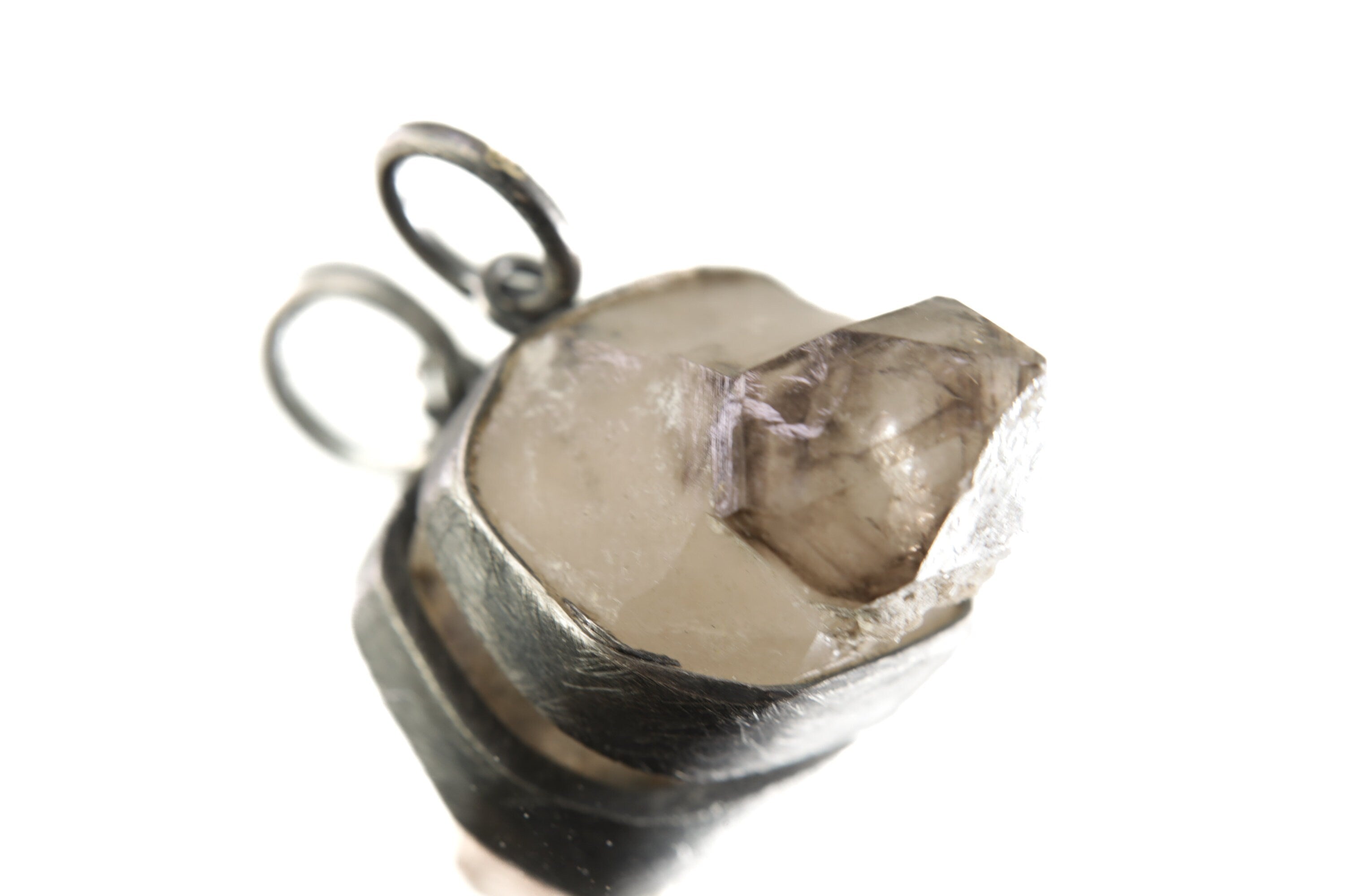 Torrington Citrine Pendant - Sterling Silver - Oxidized - Brush Texture - NO/8