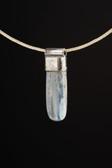 Australian Ocean Kyanite Stack Pendant 925 Sterling Silver Polished Crystal Necklace Throat Third Eye Gift