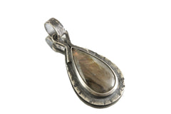 Labradorite Teardrop Pendant 925 Sterling Silver Oxidized Necklace Third Eye Crown Chakra Gift
