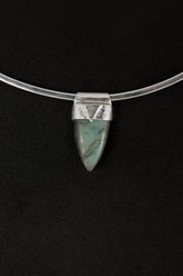 Tooth Shaped Blue Labradorite Cabochon Stack Pendant, Organic Textured Sterling Silver,Third Eye Chakra,Scorpio Zodiac, Intuition,Protection