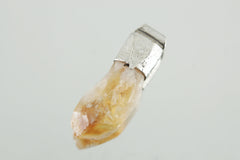 Natural Phantom Citrine Quartz Point Pendant: Textured Sterling Silver