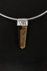 Obelisk Tiger Eye Point Pendant: Organic Sterling Silver Chakra Jewelry