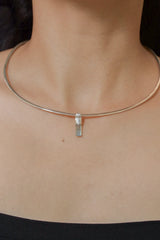 Tiny Natural Capped Gem Aquamarine - Stack Pendant - Organic Textured 925 Sterling Silver - Crystal Necklace