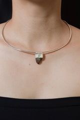 Torrington Phantom Citrine Quartz Point Pendant, Textured Sterling Silver