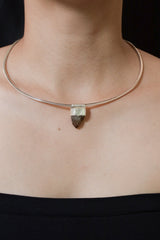 Torrington Phantom Citrine Quartz Point Pendant, Textured Sterling Silver