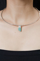 Rough Cut Amazonite Pendant: Organic Sterling Silver, Heart Chakra