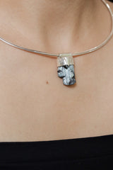 Raw Green Tourmaline Necklace: Sterling Silver Textured Pendant