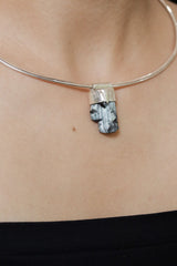 Raw Green Tourmaline Necklace: Sterling Silver Textured Pendant