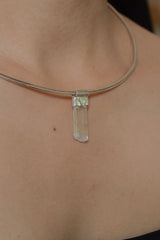 Selenite Crystal Stack Pendant: Sterling Silver Textured Bezel