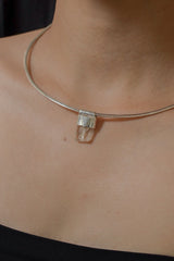 Rainbow Inclusion Spodumene Stack Pendant 925 Silver Clear Crystal Necklace Heart Crown Chakra Layering Gift