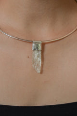 Hiddenite Crystal Pendant: Sterling Silver, Heart Chakra Healing