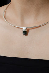 Organic Sterling Silver Blue Tourmaline Crystal Necklace - Libra Zodiac
