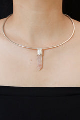 Australian Phantom Lithium Quartz Point Pendant: Textured Sterling Silver