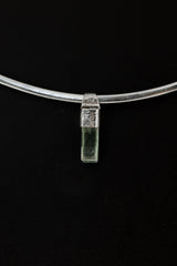 Tiny Natural Capped Gem Aquamarine - Stack Pendant - Organic Textured 925 Sterling Silver - Crystal Necklace