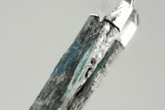 Close-up of Australian Ocean Kyanite showing blue mineral texture, natural silicate character, and organic sterling silver cap.
