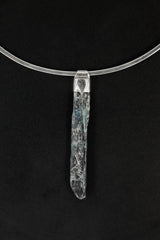 Australian Ocean Kyanite Stack Pendant 925 Sterling Silver Crystal Necklace Throat Third Eye Chakra Layering Gift