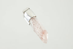 Australian Phantom Lithium Quartz Point Pendant: Textured Sterling Silver