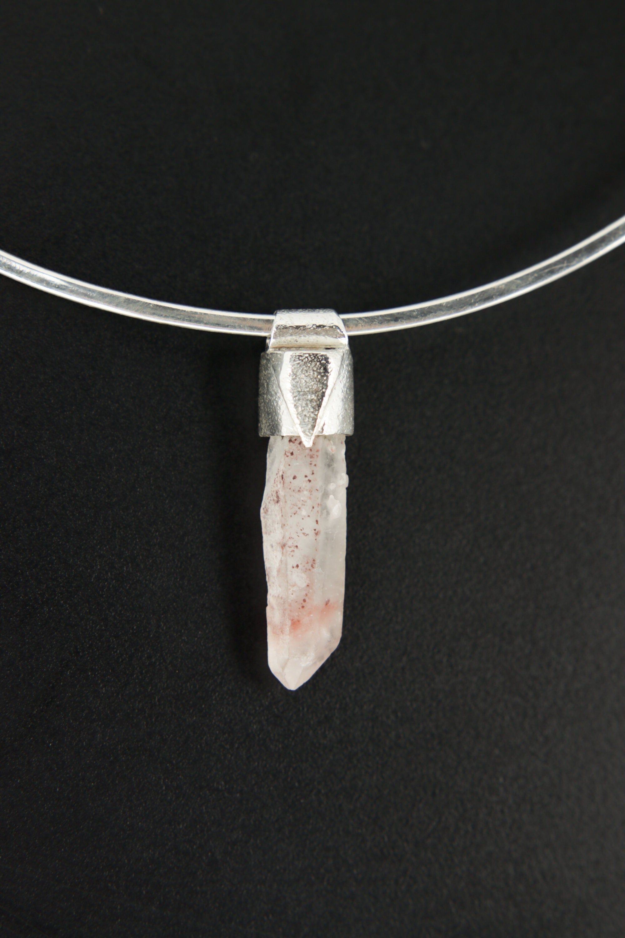 Australian Lithium Quartz Stack Pendant 925 Silver Phantom Crystal Necklace Heart Crown Chakra Layering Gift