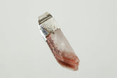 Australian Phantom Lithium Quartz Stack Pendant shown on light background with visible internal phantom layers and textured silver cap.