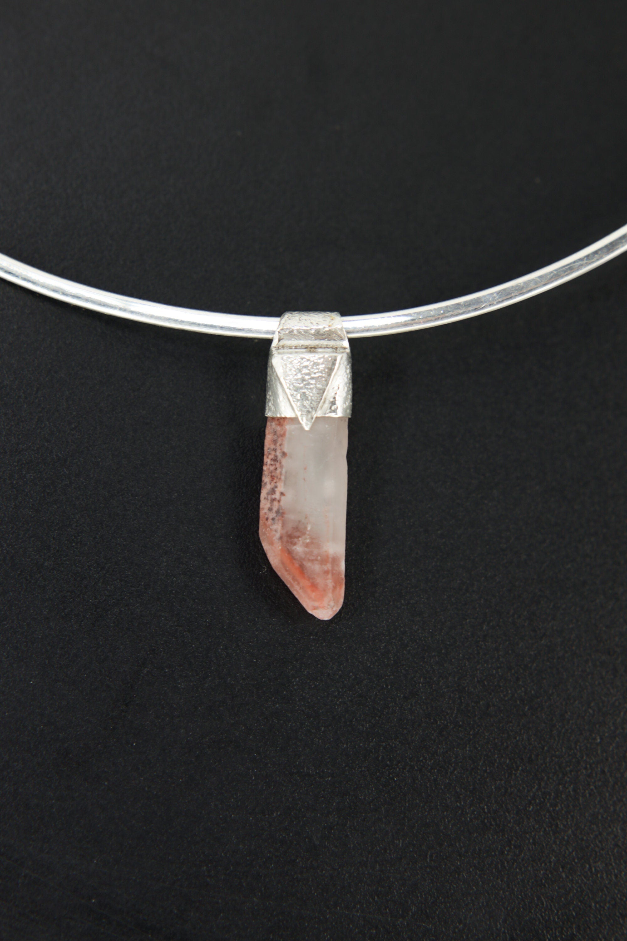 Australian Phantom Lithium Quartz Stack Pendant 925 Silver Crystal Necklace Heart Crown Chakra Layering Gift