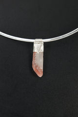 Australian Phantom Lithium Quartz Stack Pendant 925 Silver Crystal Necklace Heart Crown Chakra Layering Gift