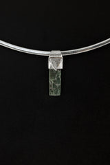Aquamarine Crystal Pendant: Textured Sterling Silver, Raw Gemstone
