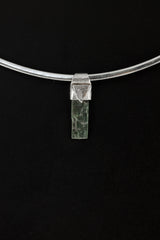 Aquamarine Crystal Pendant: Textured Sterling Silver, Raw Gemstone
