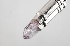 Vera Cruz Amethyst Point - Sizable Solid Capsule Locket - Stash Urn - Textured & Sterling Silver Pendant