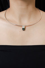 Organic Sterling Silver Blue Tourmaline Crystal Necklace - Libra Zodiac
