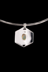 Ethiopian Opal Pendant 925 Sterling Silver Hexagon Necklace Sacral Crown Chakra Cancer Libra Scorpio Gift