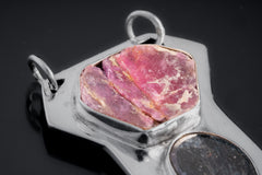 Raw Record Keeper Ruby & Australian Ocean Kyanite - Sterling Silver Pendant - Shiny Finish