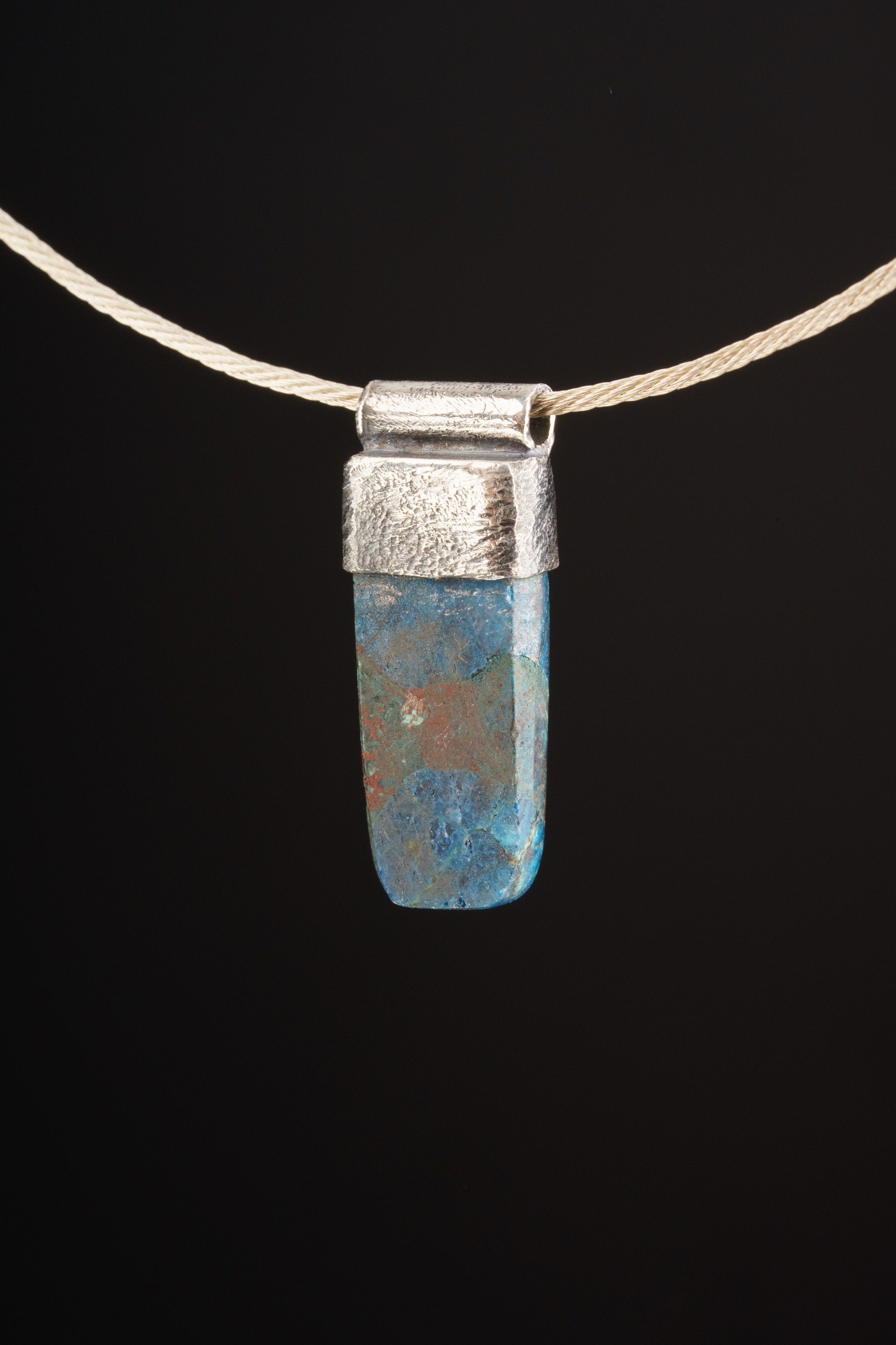 Azurite Stack Pendant 925 Sterling Silver Blue Crystal Necklace Third Eye Crown Chakra Layering Jewelry Gift