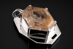 Madagascar Quartz Pendant: Sterling Silver Claw Set, Inclusions