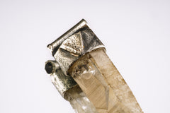 Australian Lithium Quartz Point Pendant: Organic Sterling Silver, Heart Chakra