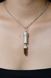 Sterling Silver Capsule Locket Necklace: Smokey Citrine Stash Urn Pendant