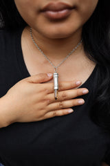 Smokey Citrine Generator Point - Capsule Locket - Stash Urn - Textured & Sterling Silver Pendant