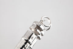 Australian Natural Clear Quartz Point - Solid Capsule Locket - Stash Urn - Textured & Sterling Silver Pendant