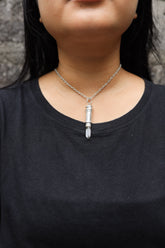 Australian Natural Clear Quartz Point - Solid Capsule Locket - Stash Urn - Textured & Sterling Silver Pendant