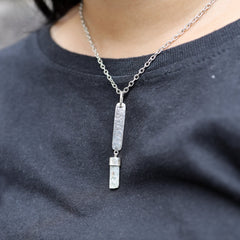 Raw Aquamarine Necklace 925 Silver Hammered Rectangle Pendant Communication Crystal Jewelry