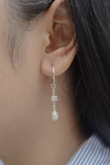 Sterling Silver Hoop Earrings: Ethiopian Opal & Pearl Dangle Earrings