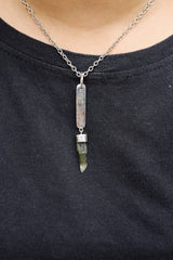 Himalayan Quartz Pendant 925 Sterling Silver Necklace Chlorite Inclusion Crown Chakra Pisces Gift