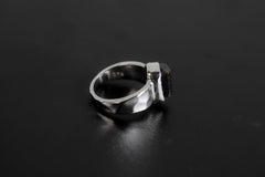 Hammered Sterling Silver Black Tourmaline Ring - Unisex