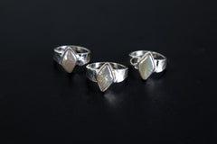 Hammered Sterling Silver Marquise Pearl Ring - Unisex