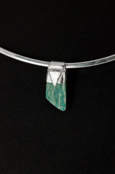 Rough Cut Amazonite Pendant: Organic Sterling Silver, Heart Chakra