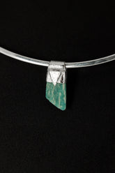Rough Cut Amazonite Pendant: Organic Sterling Silver, Heart Chakra