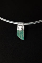 Rough Cut Amazonite Pendant: Organic Sterling Silver, Heart Chakra